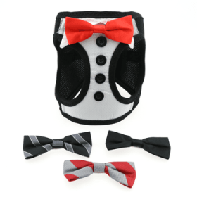 American River Ultra Choke Free Dog Harness - Tuxedo with 4 Interchangeable Bows (DoggieDesign Size: XX-Small)