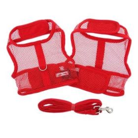 Cool Mesh Dog Harness with Leash - Solid Red (DoggieDesign Size: X-Small)