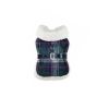 Sherpa-Lined Dog Harness Coat - Blue & Green Plaid